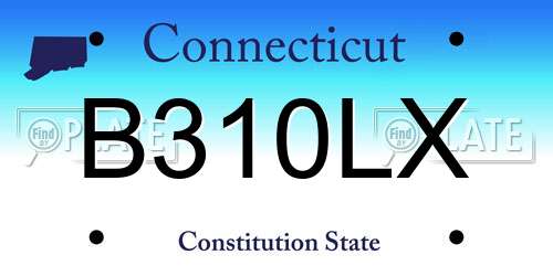 B310LX Connecticut License Plate