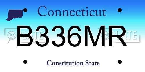 B336MR Connecticut License Plate