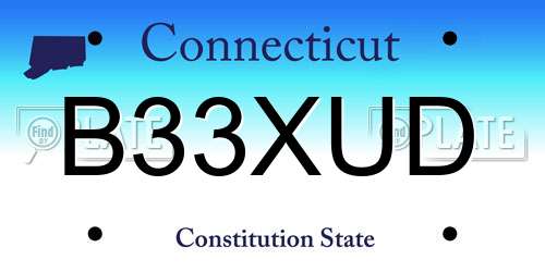 B33XUD Connecticut License Plate