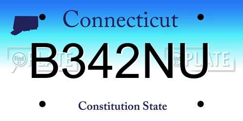 B342NU Connecticut License Plate