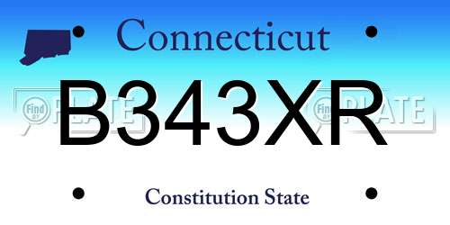 B343XR Connecticut License Plate