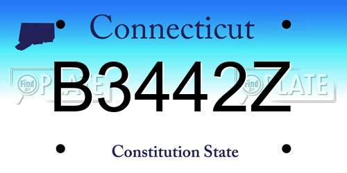 B3442Z Connecticut License Plate