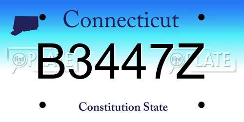 B3447Z Connecticut License Plate