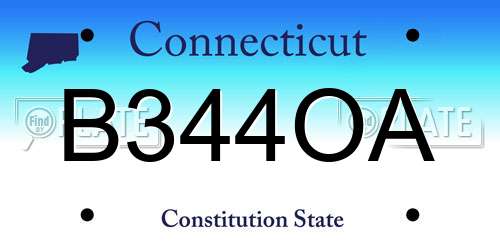 B344OA Connecticut License Plate
