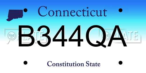B344QA Connecticut License Plate