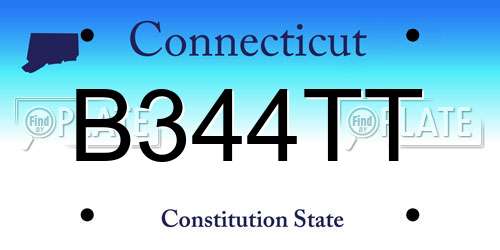 B344TT Connecticut License Plate