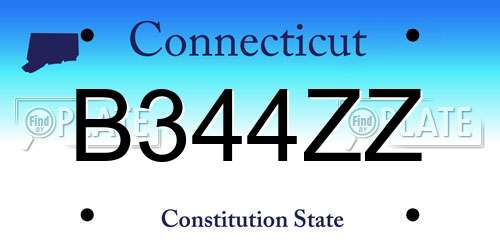 B344ZZ Connecticut License Plate