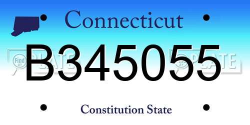 B345055 Connecticut License Plate