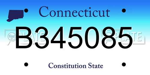 B345085 Connecticut License Plate