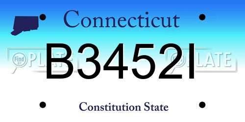 B3452I Connecticut License Plate