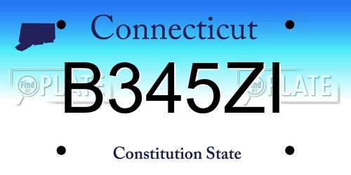 B345ZI Connecticut License Plate