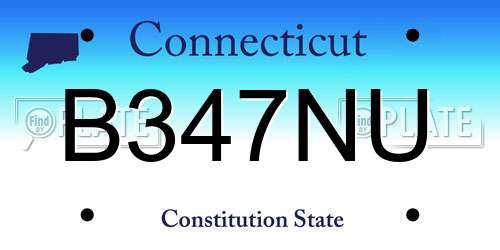 B347NU Connecticut License Plate
