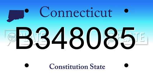 B348085 Connecticut License Plate