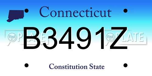 B3491Z Connecticut License Plate