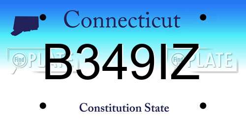 B349IZ Connecticut License Plate
