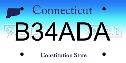 B34ADA Connecticut License Plate