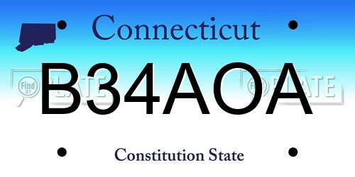 B34AOA Connecticut License Plate