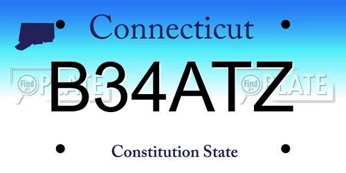 B34ATZ Connecticut License Plate