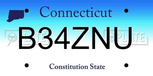 B34ZNU Connecticut License Plate