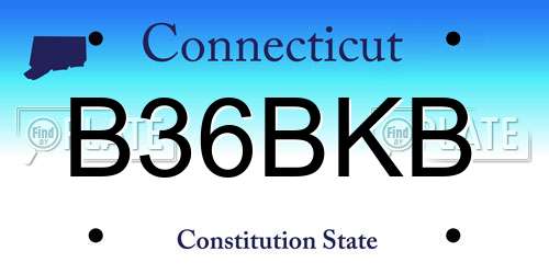 B36BKB Connecticut License Plate