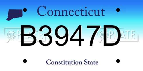 B3947D Connecticut License Plate
