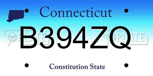 B394ZQ Connecticut License Plate