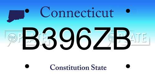 B396ZB Connecticut License Plate