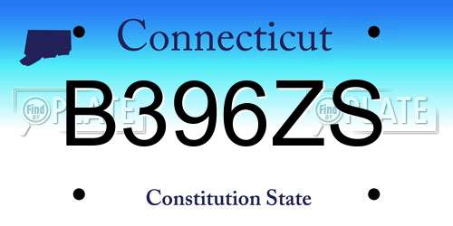 B396ZS Connecticut License Plate