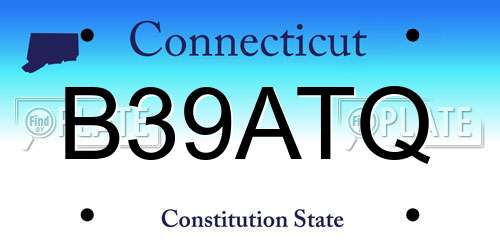 B39ATQ Connecticut License Plate