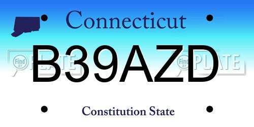 B39AZD Connecticut License Plate