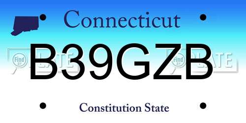 B39GZB Connecticut License Plate