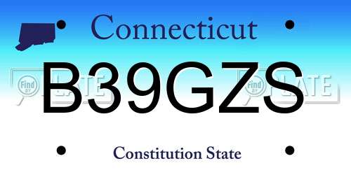 B39GZS Connecticut License Plate