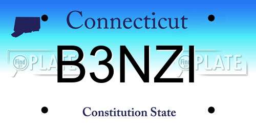 B3NZI Connecticut License Plate