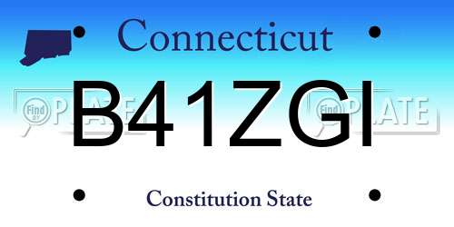 B41ZGI Connecticut License Plate