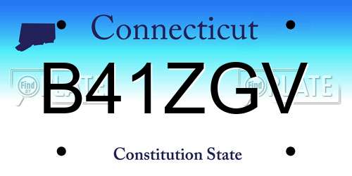 B41ZGV Connecticut License Plate