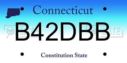 B42DBB Connecticut License Plate