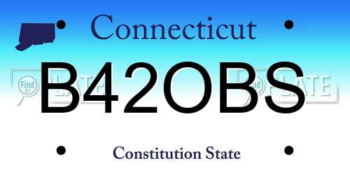 B42OBS Connecticut License Plate