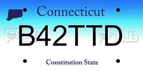 B42TTD Connecticut License Plate