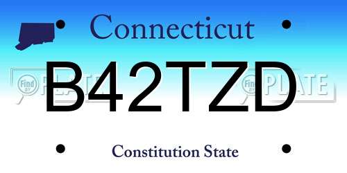 B42TZD Connecticut License Plate