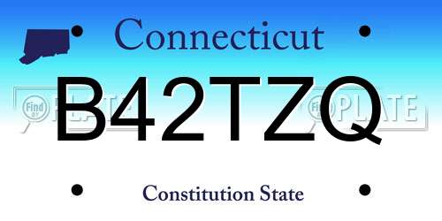 B42TZQ Connecticut License Plate