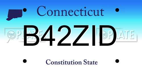 B42ZID Connecticut License Plate
