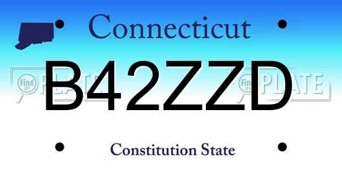 B42ZZD Connecticut License Plate
