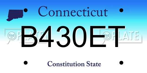 B430ET Connecticut License Plate