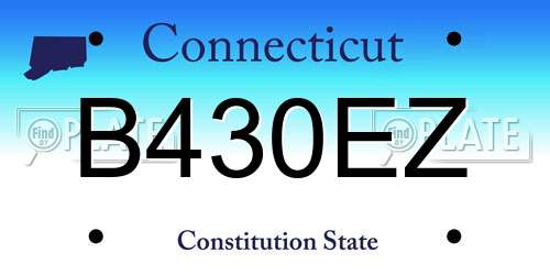 B430EZ Connecticut License Plate