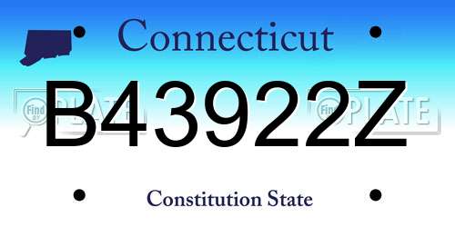 B43922Z Connecticut License Plate