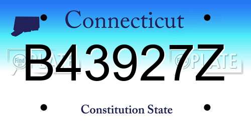 B43927Z Connecticut License Plate