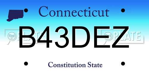 B43DEZ Connecticut License Plate