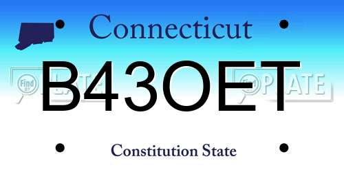 B43OET Connecticut License Plate