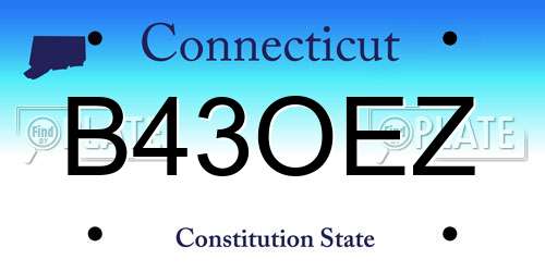 B43OEZ Connecticut License Plate