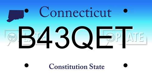 B43QET Connecticut License Plate